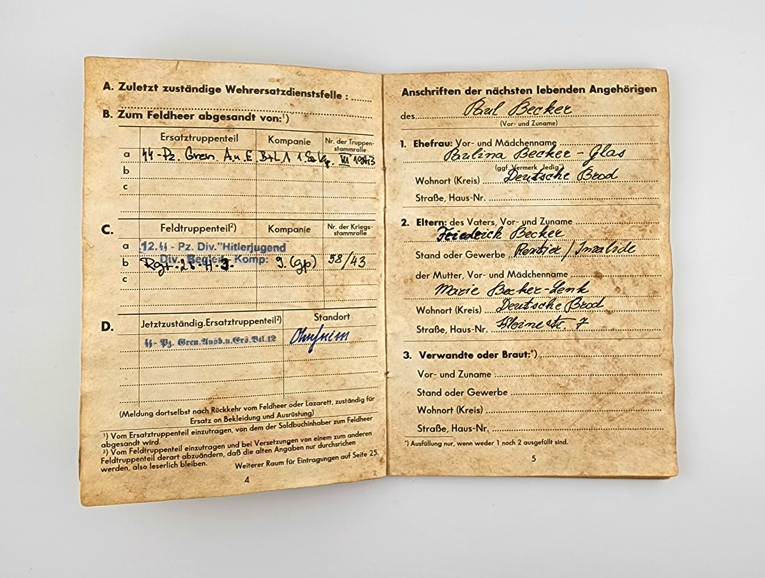 Awards, Documents to SS - soldiers.